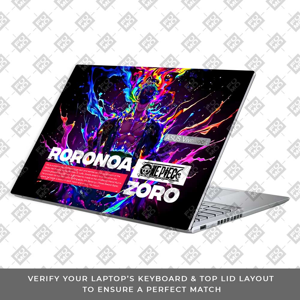 Zoro with Neon Flames Asus Vivobook 16X M1603QA Laptop Skin Laptop Skin