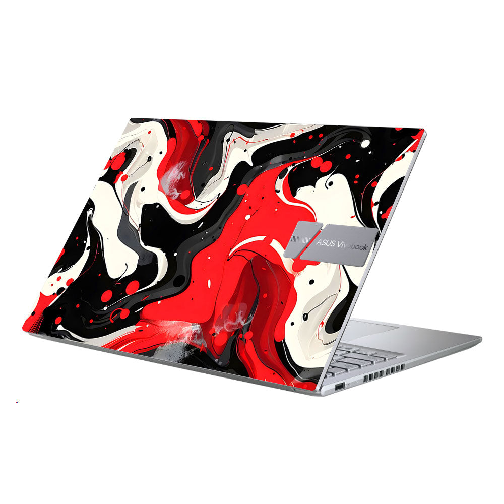 Red and White Paint Swirls Asus Vivobook X1605ZA Laptop Skin
