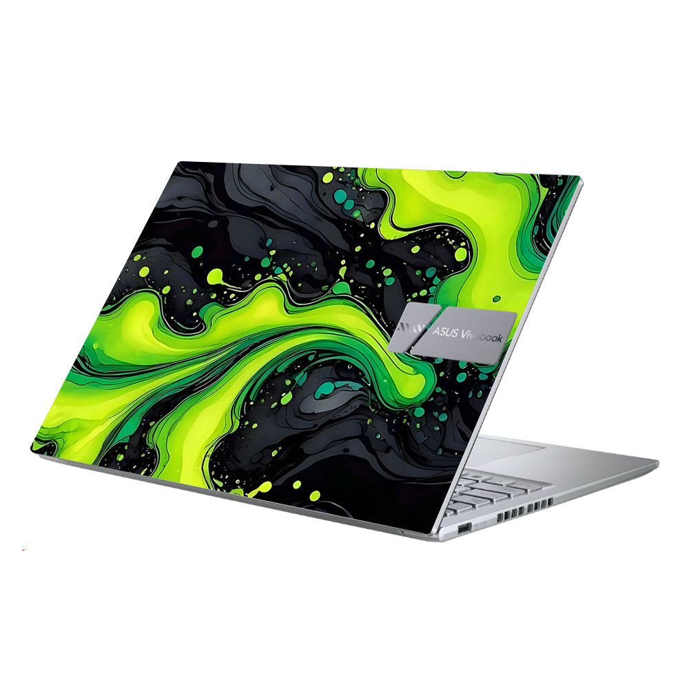 Neon Green Paint Swirls Asus Vivobook X1605ZA Laptop Skin
