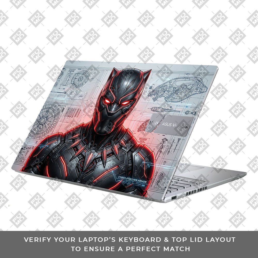 Futuristic Black Panther Asus Vivobook 16 X1605V 3D Laptop Skin