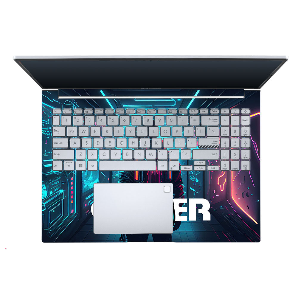 Gamer in Glowing Background Gaming Asus Vivobook X1605ZA Laptop Skin
