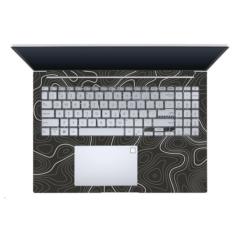Grayscale Topographic Lines Asus Vivobook X1605ZA Laptop Skin