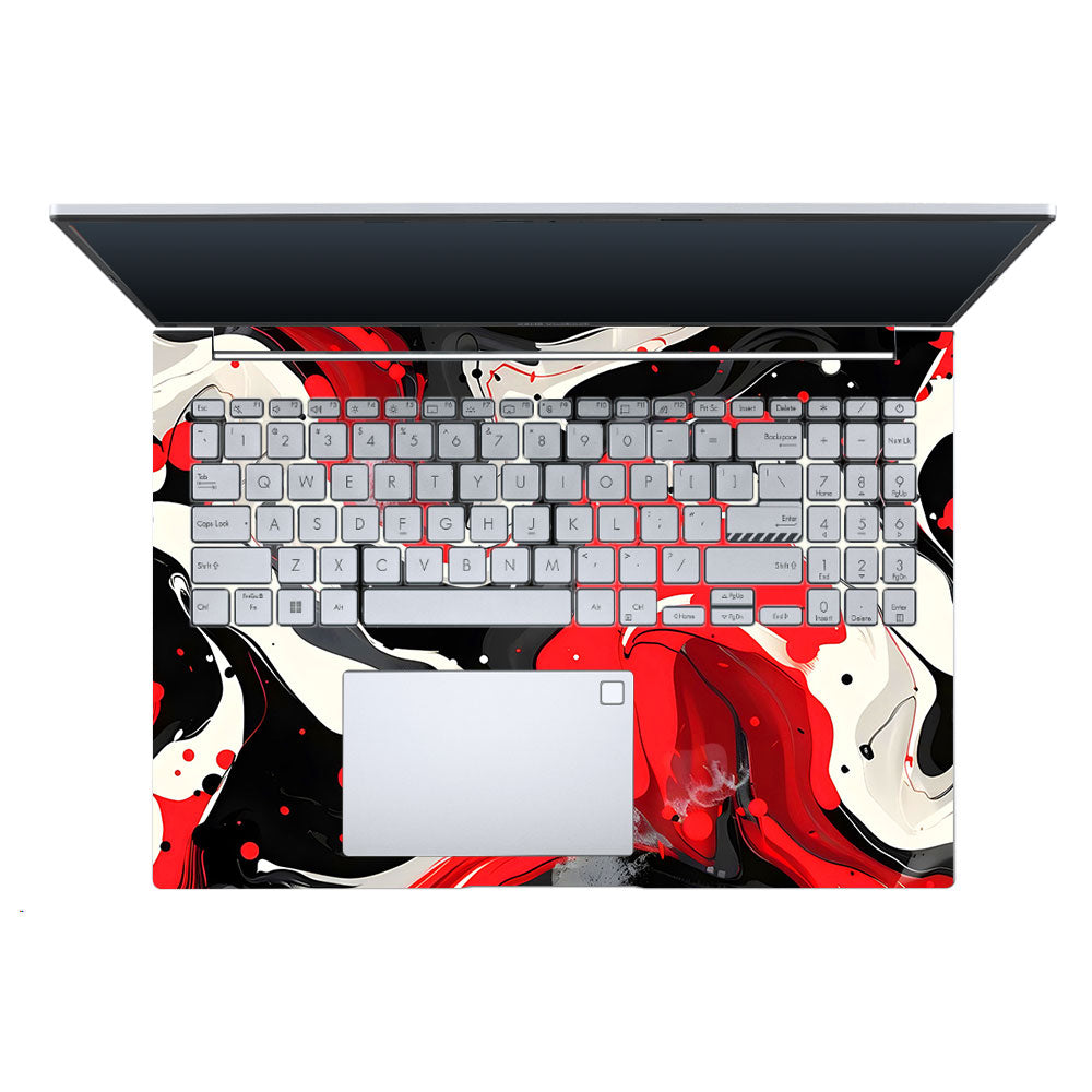 Red and White Paint Swirls Asus Vivobook X1605ZA Laptop Skin