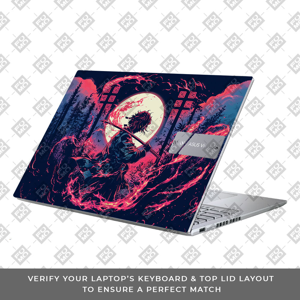 Tanjiro's Flame of Ember Asus Vivobook X1605ZA Laptop Skin