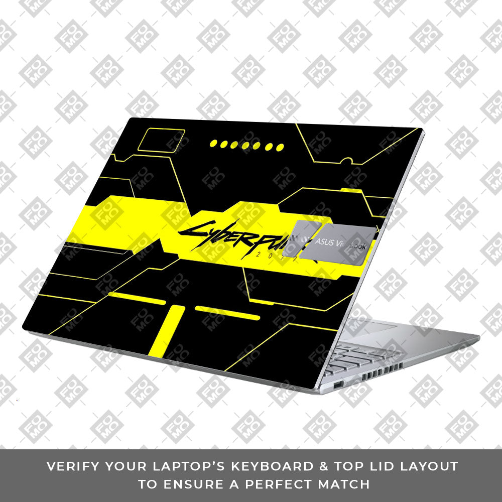 Cyberpunk Yellowline Grid Asus Vivobook X1605ZA Laptop Skin