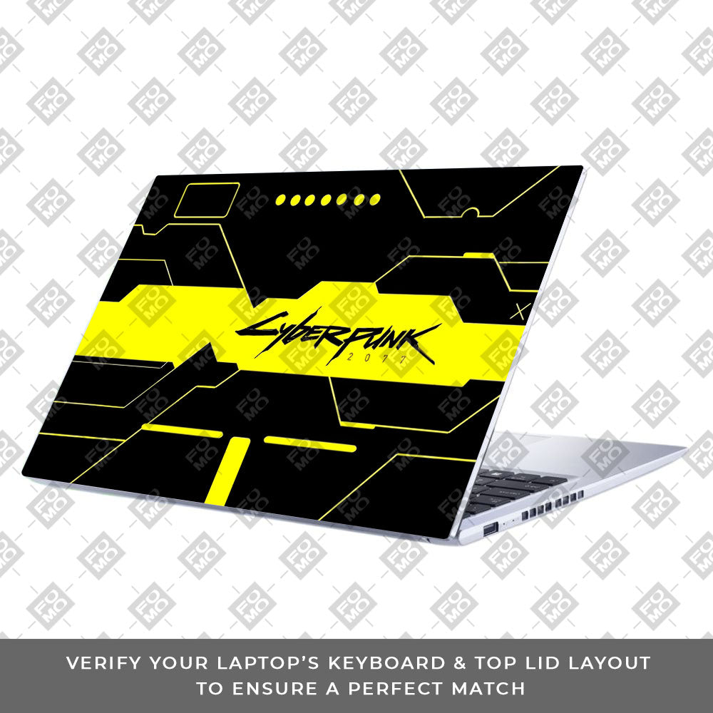 Cyberpunk Yellowline Grid Asus Vivobook 15 X1502ZA Laptop Skin
