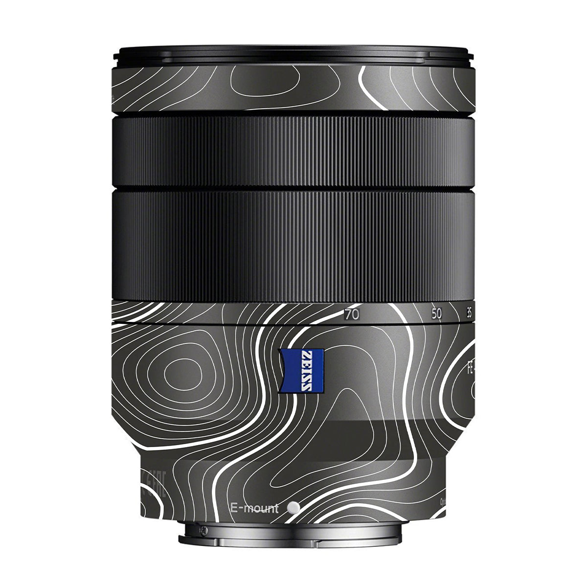 Grayscale Topographic Lines Zeiss Vario-Tessar FE 24-70mm F/4 ZA OSS Sony E Camera Lens Skin