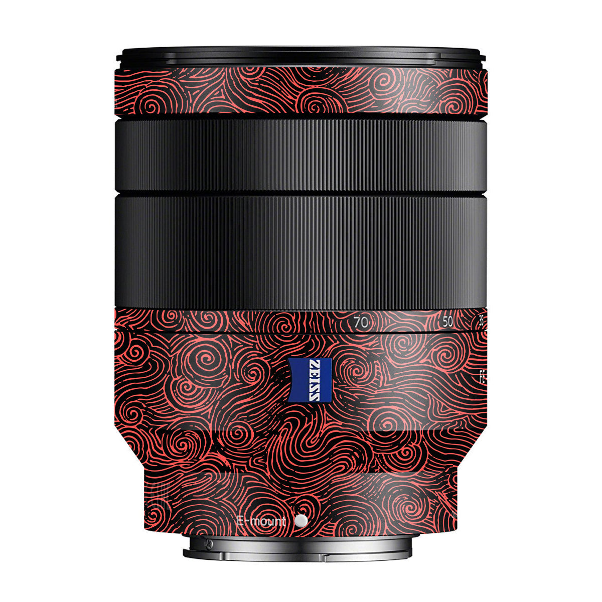 Red Spirals Zeiss Vario-Tessar FE 24-70mm F/4 ZA OSS Sony E Camera Lens Skin