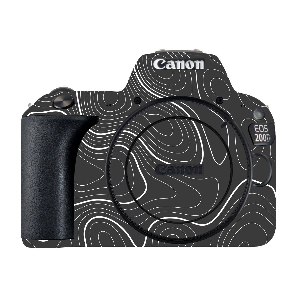Grayscale Topographic Lines Canon EOS 200D Camera Skins