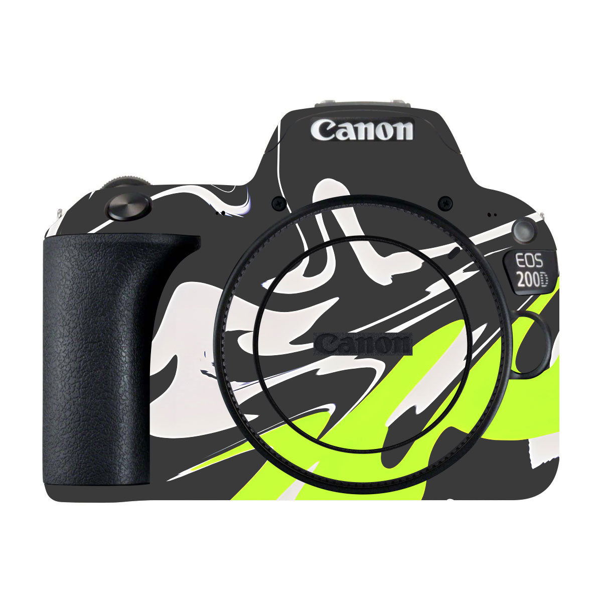 Neon Green and Black Pattern Canon EOS 200D Camera Skins