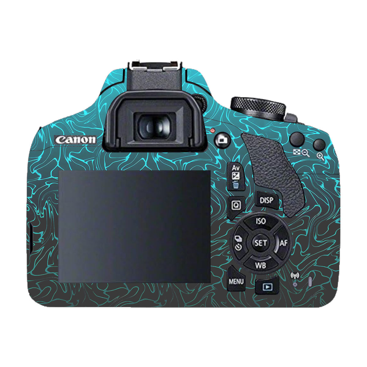 Cyan Blue to Black Gradient Canon EOS 200D Camera Skins