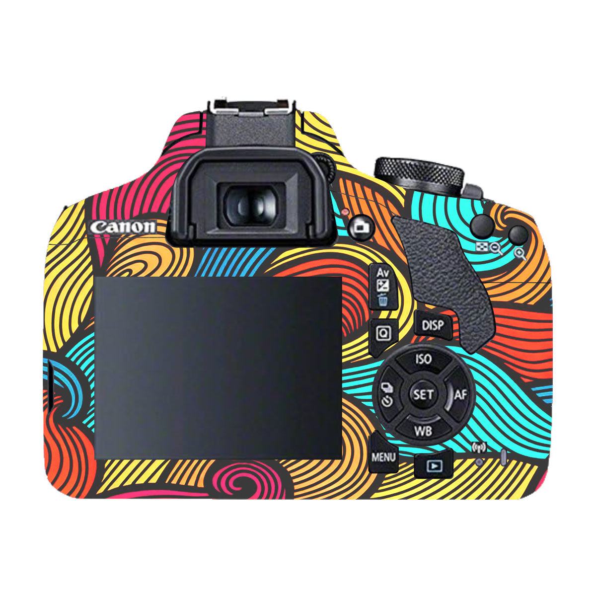 Retro Colorful Doodle Art Pattern Canon EOS 200D Camera Skin