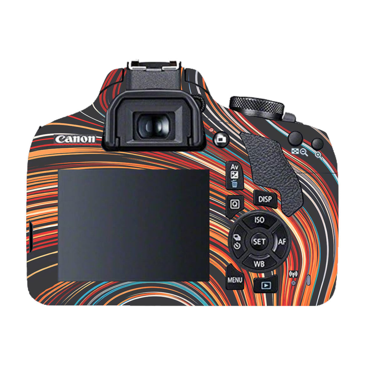 Retro Abstract Striped Swirl Canon EOS 200D Camera Skin