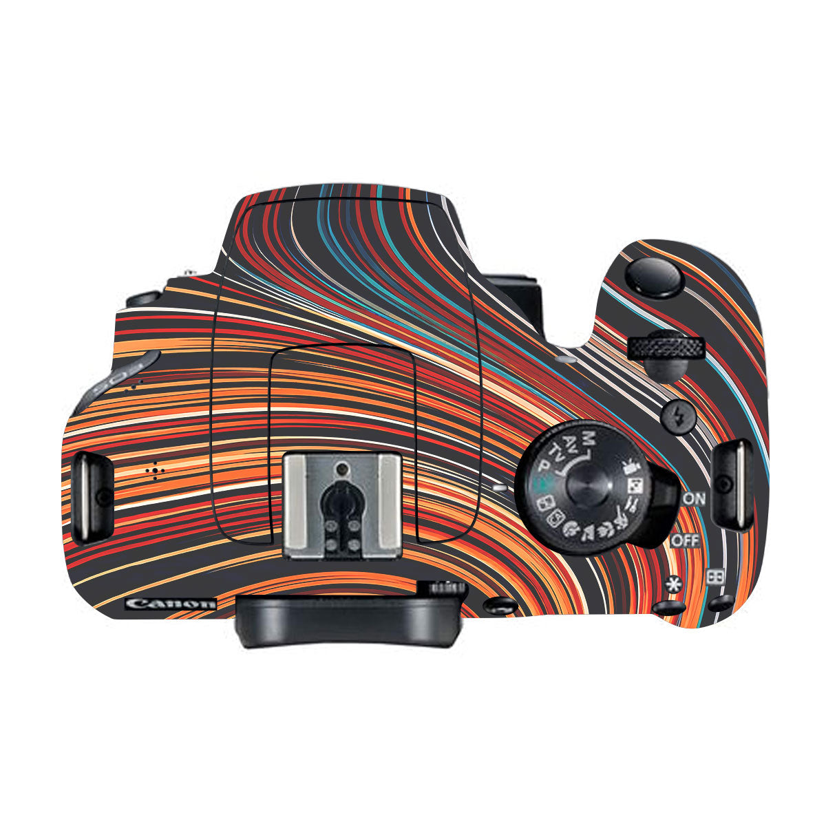 Retro Abstract Striped Swirl Canon EOS 200D Camera Skin