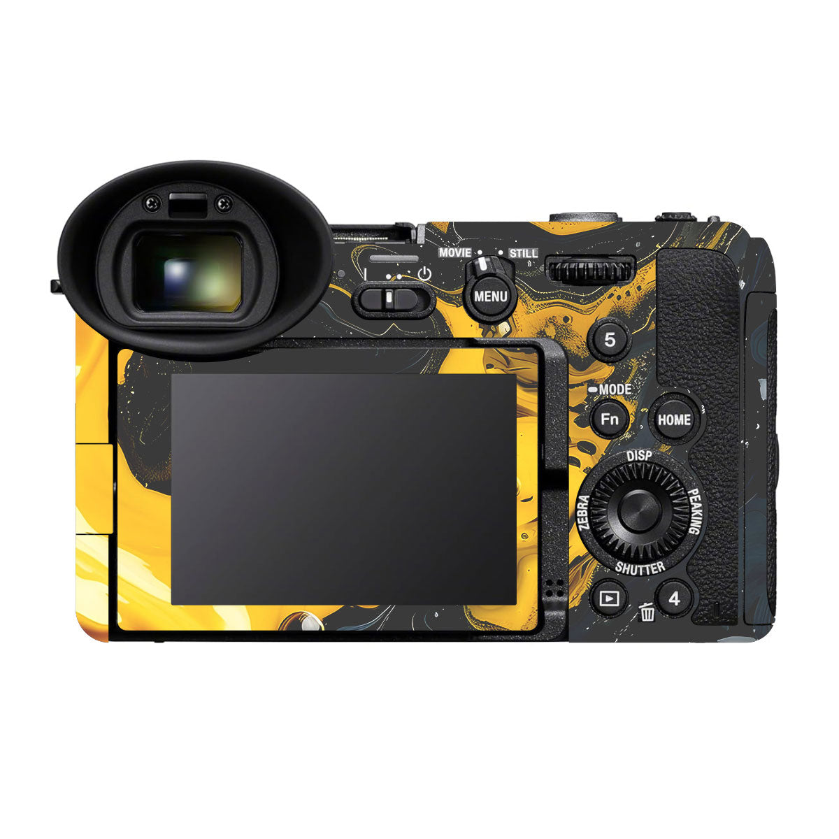 Yellow and Black Paint Swirls Sony FX2 Camera Skins