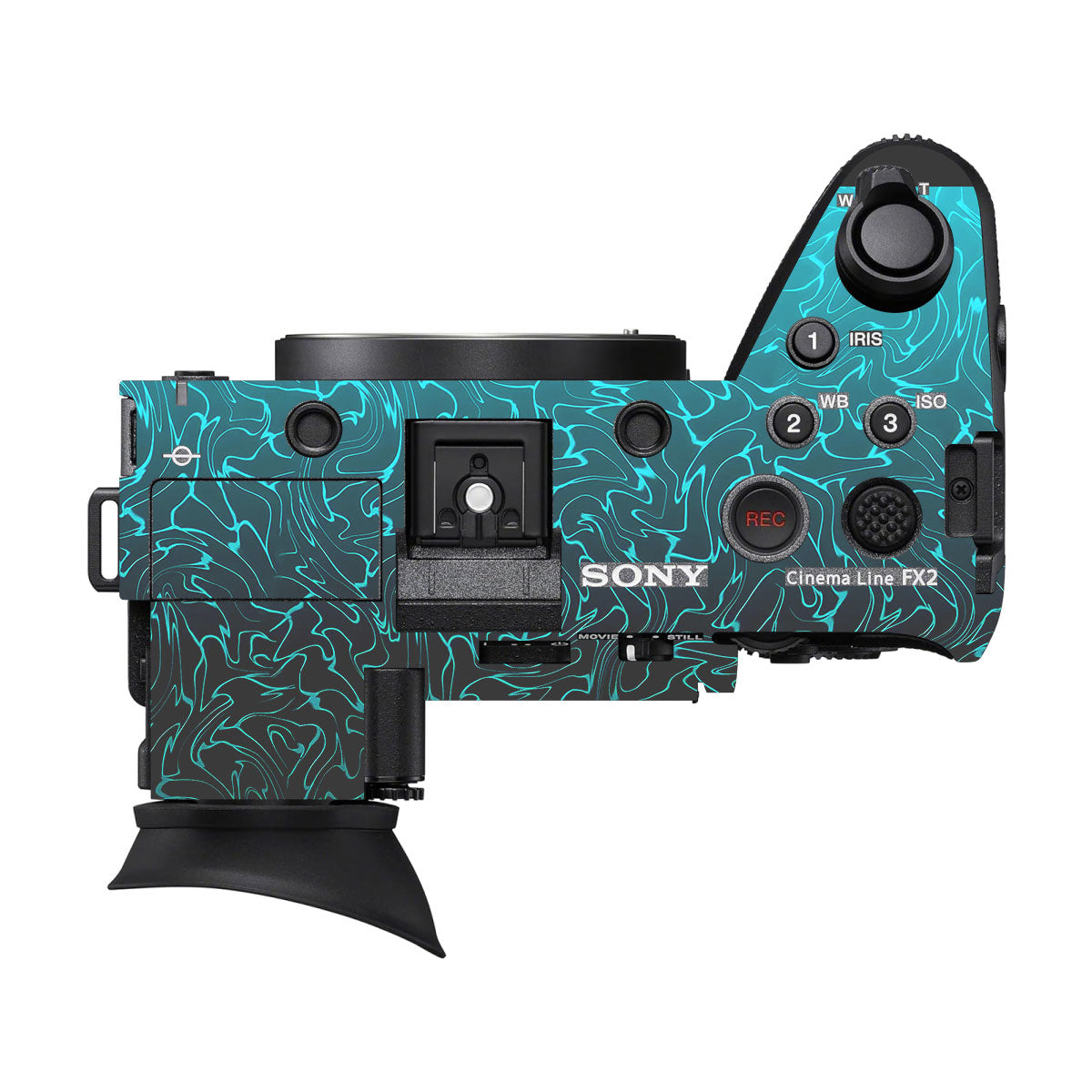 Cyan Blue to Black Gradient Sony FX2 Camera Skins