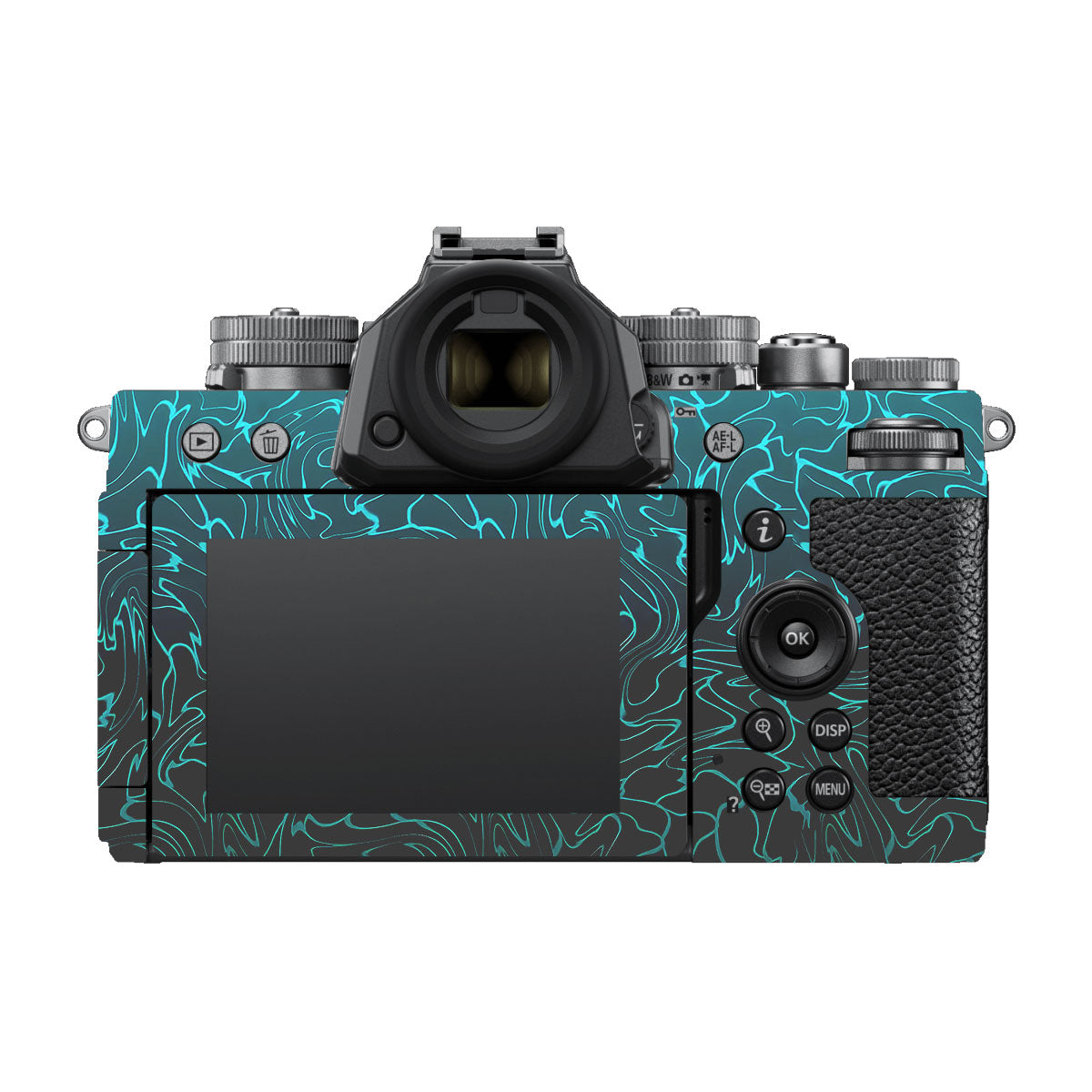 Cyan Blue to Black Gradient Nikon ZF Camera Skins