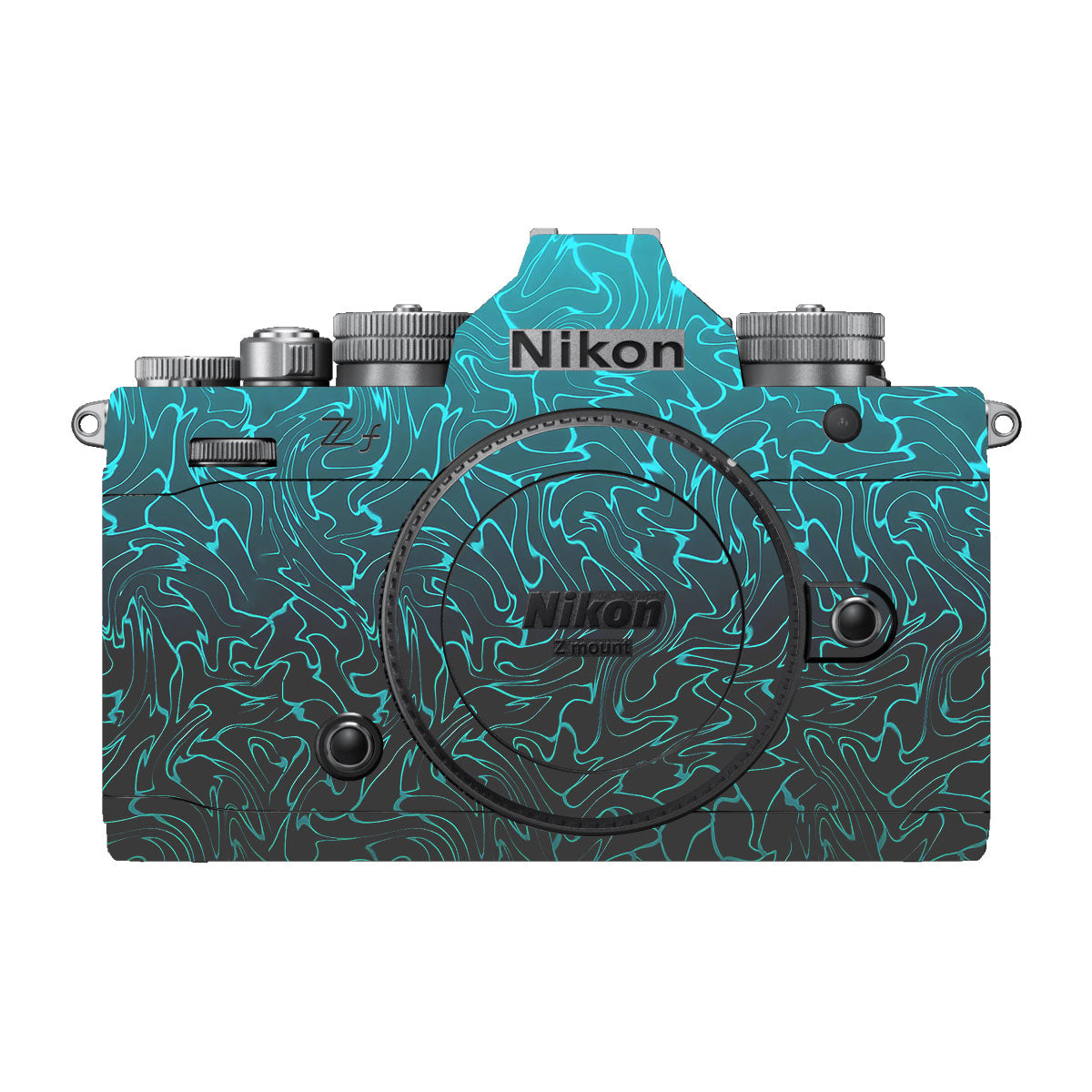 Cyan Blue to Black Gradient Nikon ZF Camera Skins