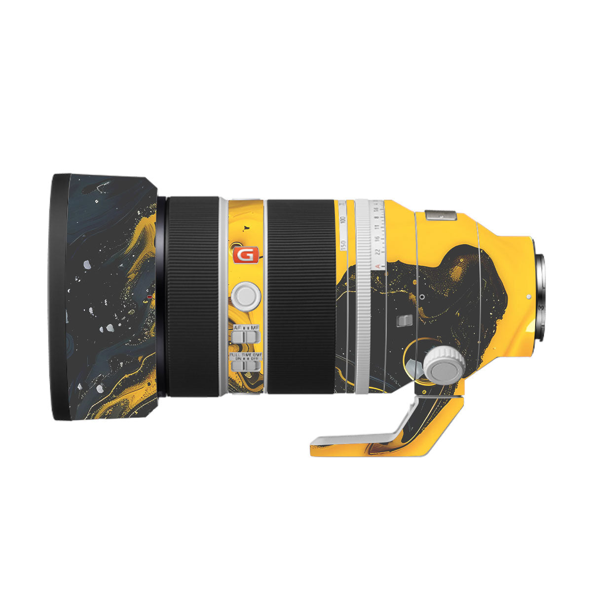 Yellow and Black Paint Swirls Sony FE 50Ð150mm F/2 GM Camera Lens Skin