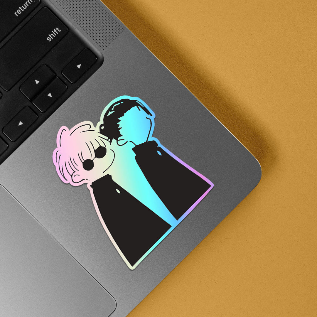 Gojo and Geto in Black Holographic Stickers