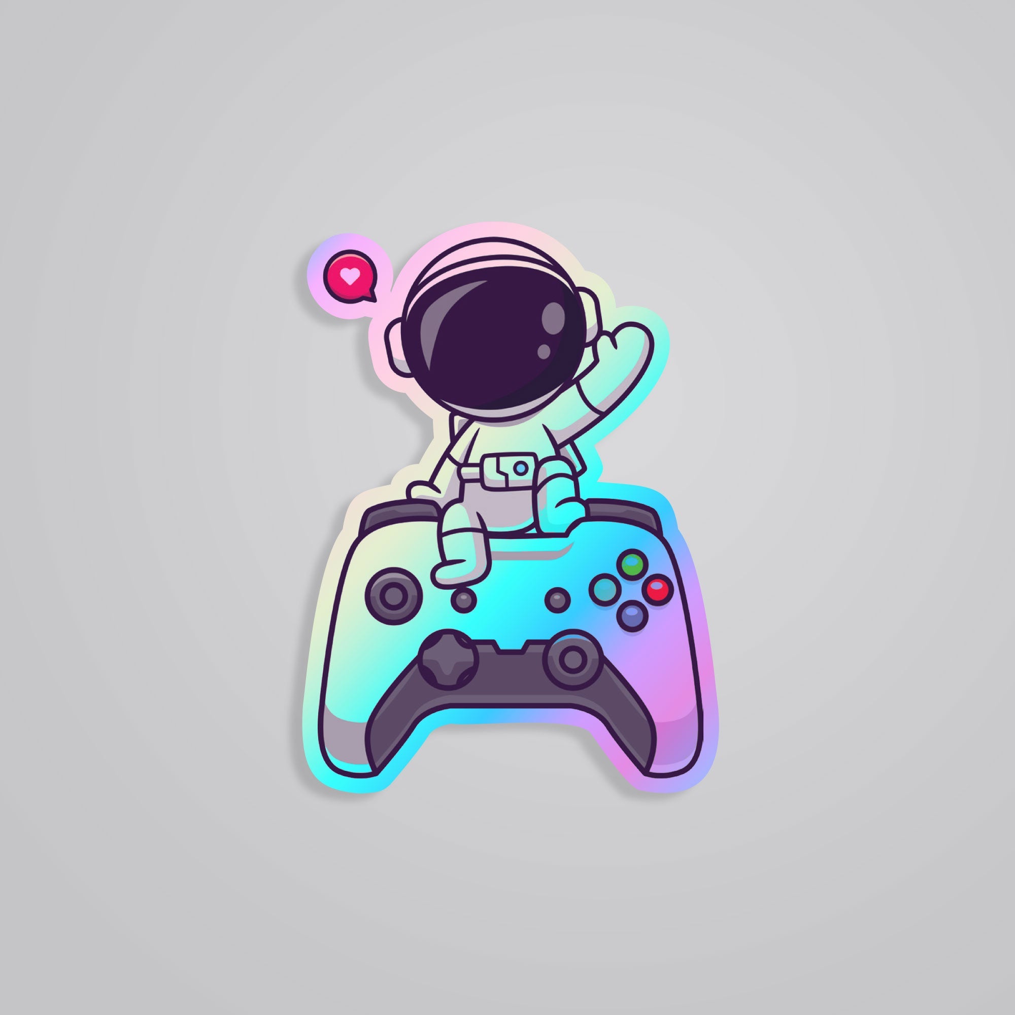 Fomo Store Holographic Stickers Gaming Astronaut Waving on Controller
