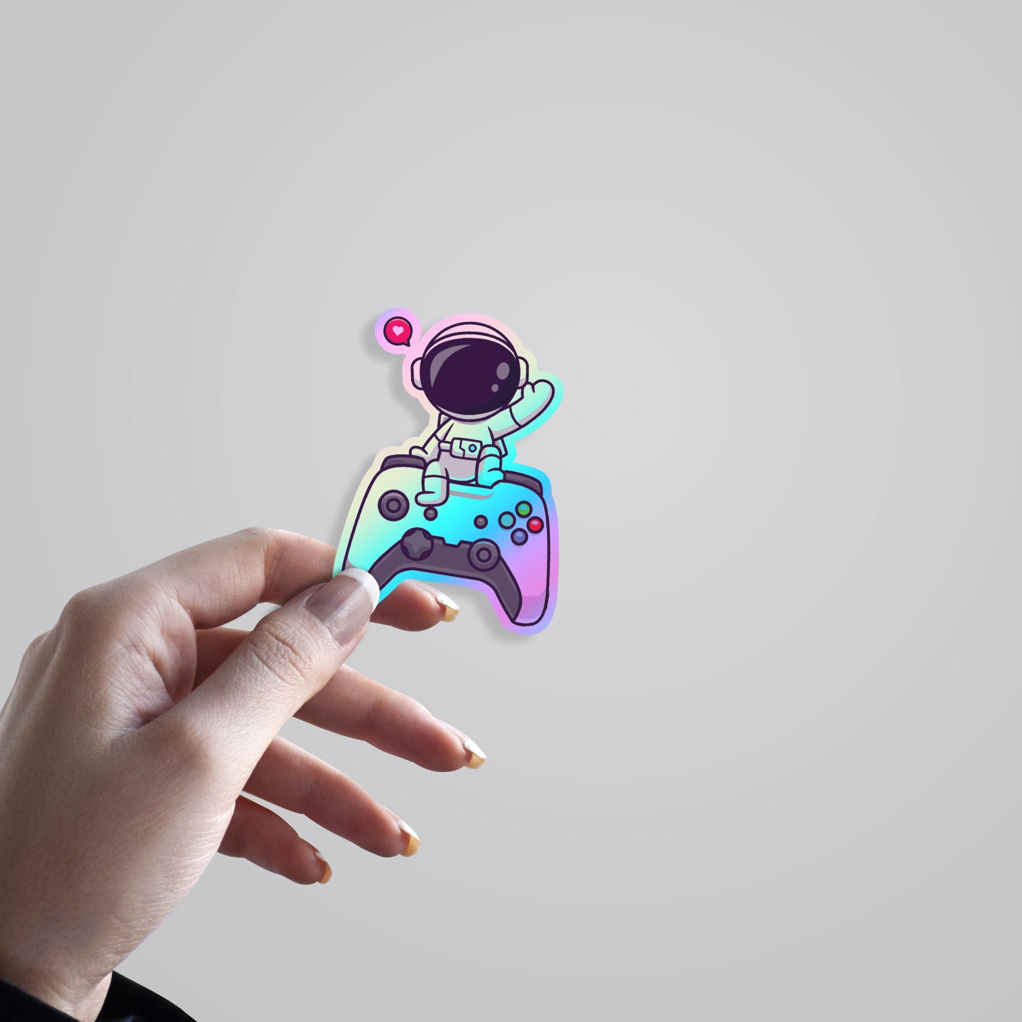 Astronaut Waving on Controller Holographic Stickers