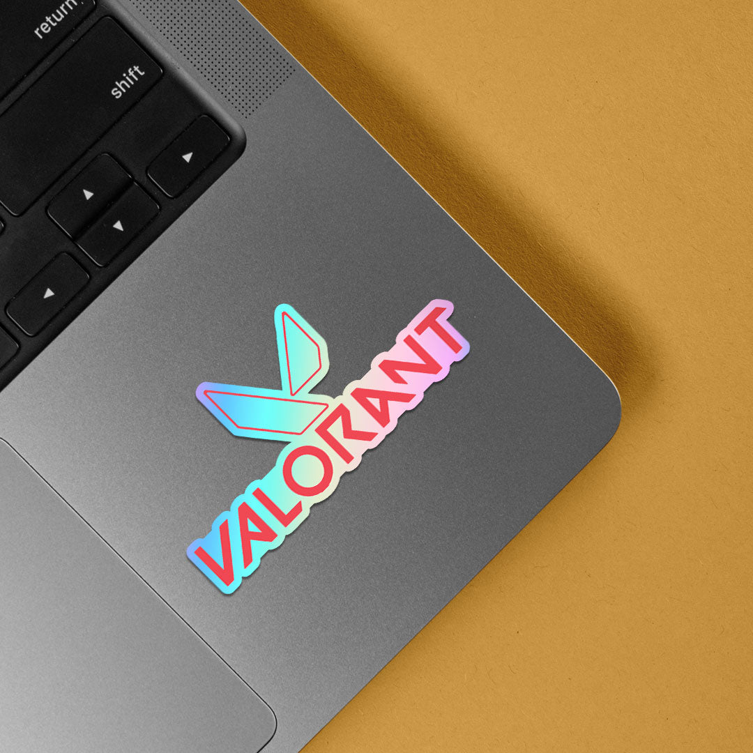 Valorant Logo in Coral Holographic Stickers
