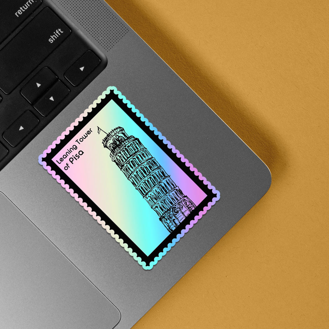 Leaning tower of Pisa Stamp Holographic Stickers