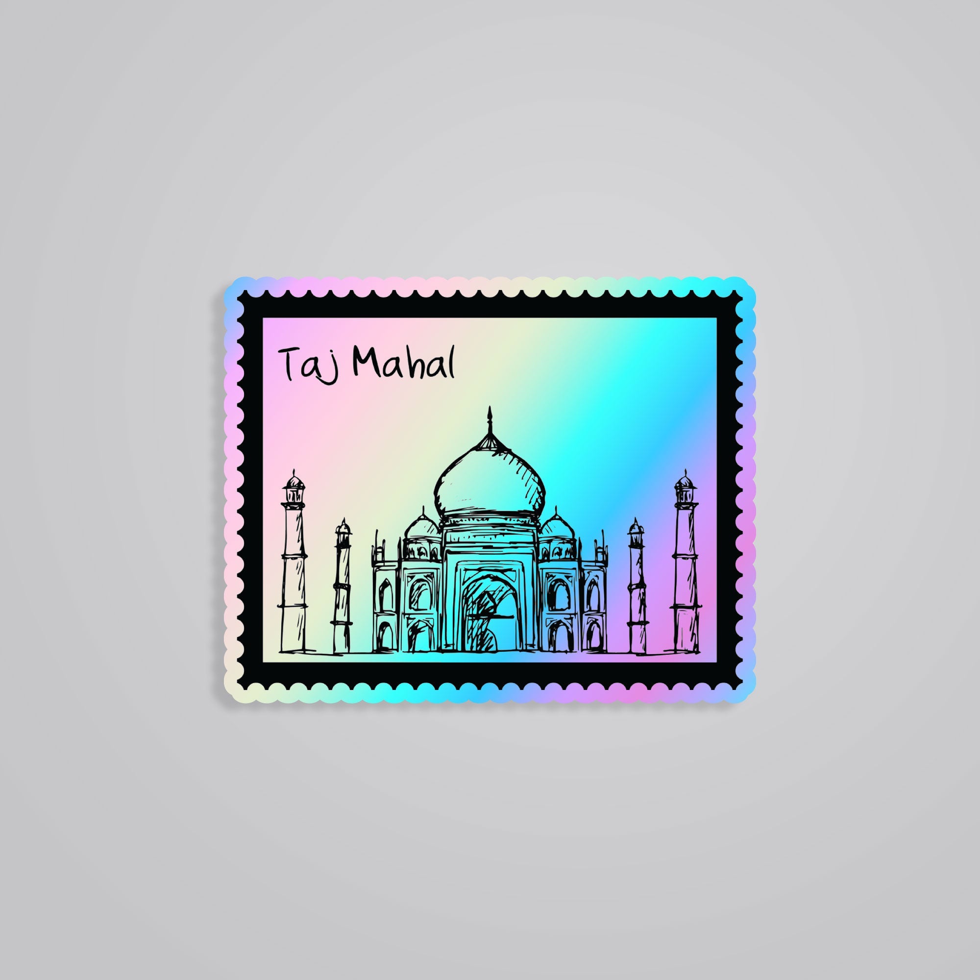 Fomo Store Holographic Stickers Travels Taj Mahal Stamp