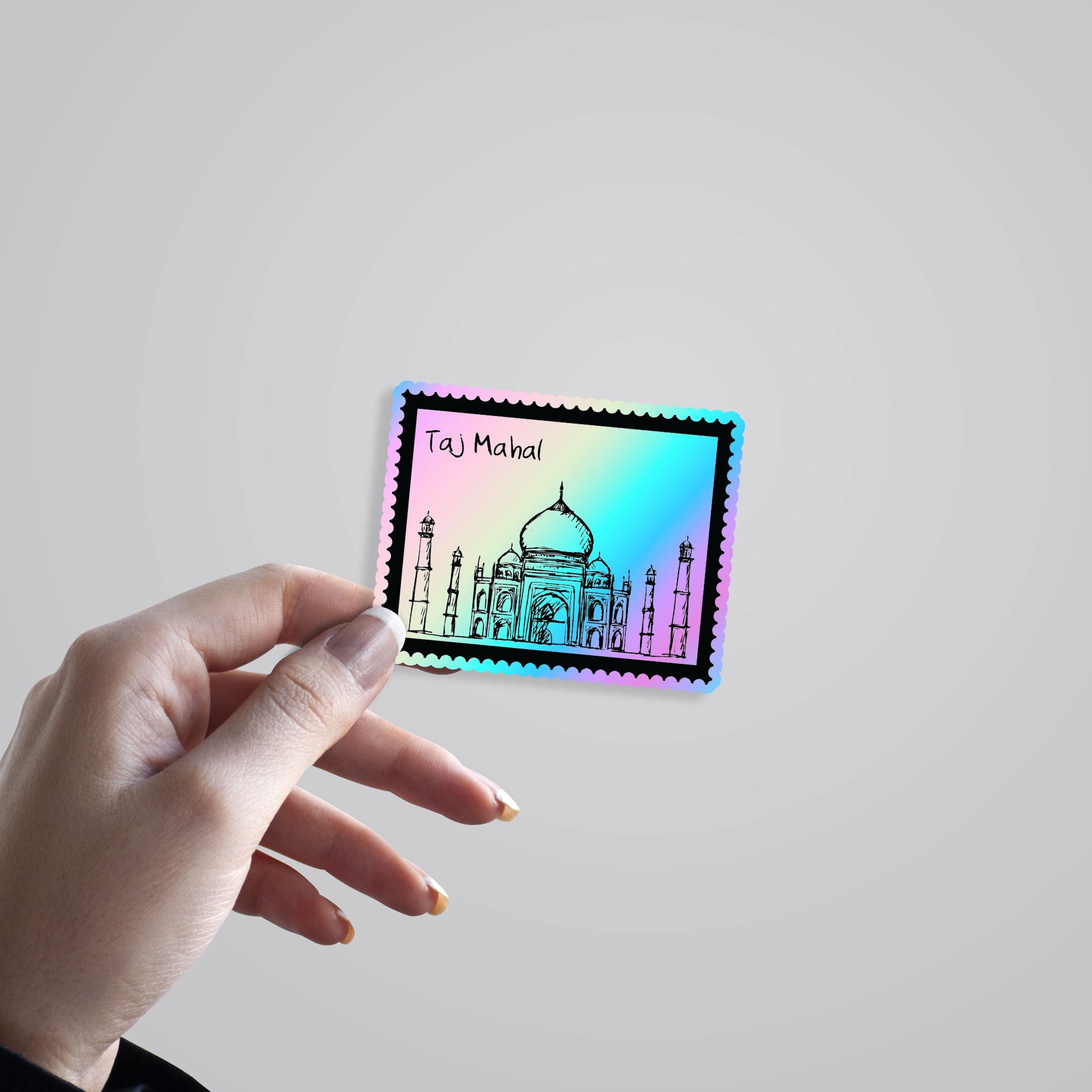 Taj Mahal Stamp Holographic Stickers