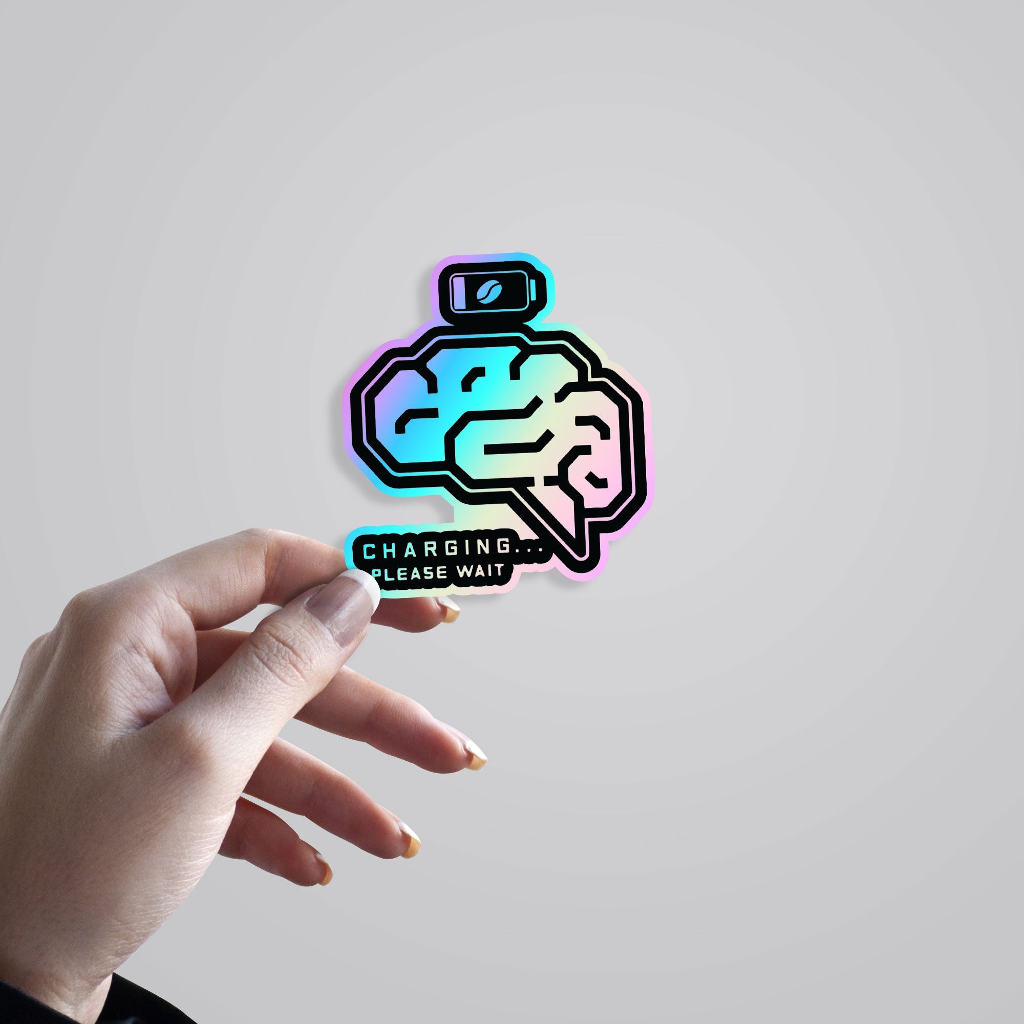 Charging, Please Wait Holographic Stickers