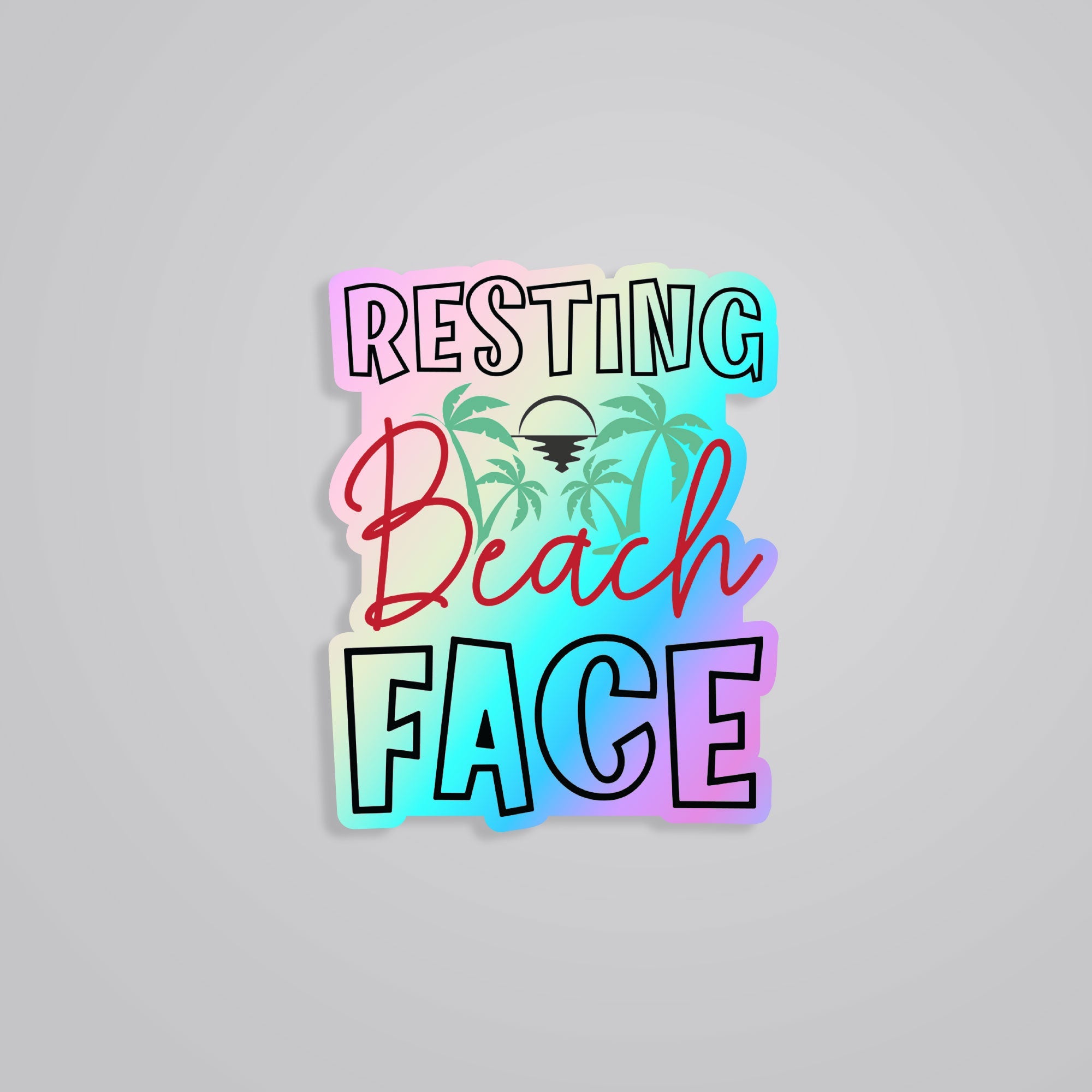 Fomo Store Holographic Stickers Witty Resting Beach Face
