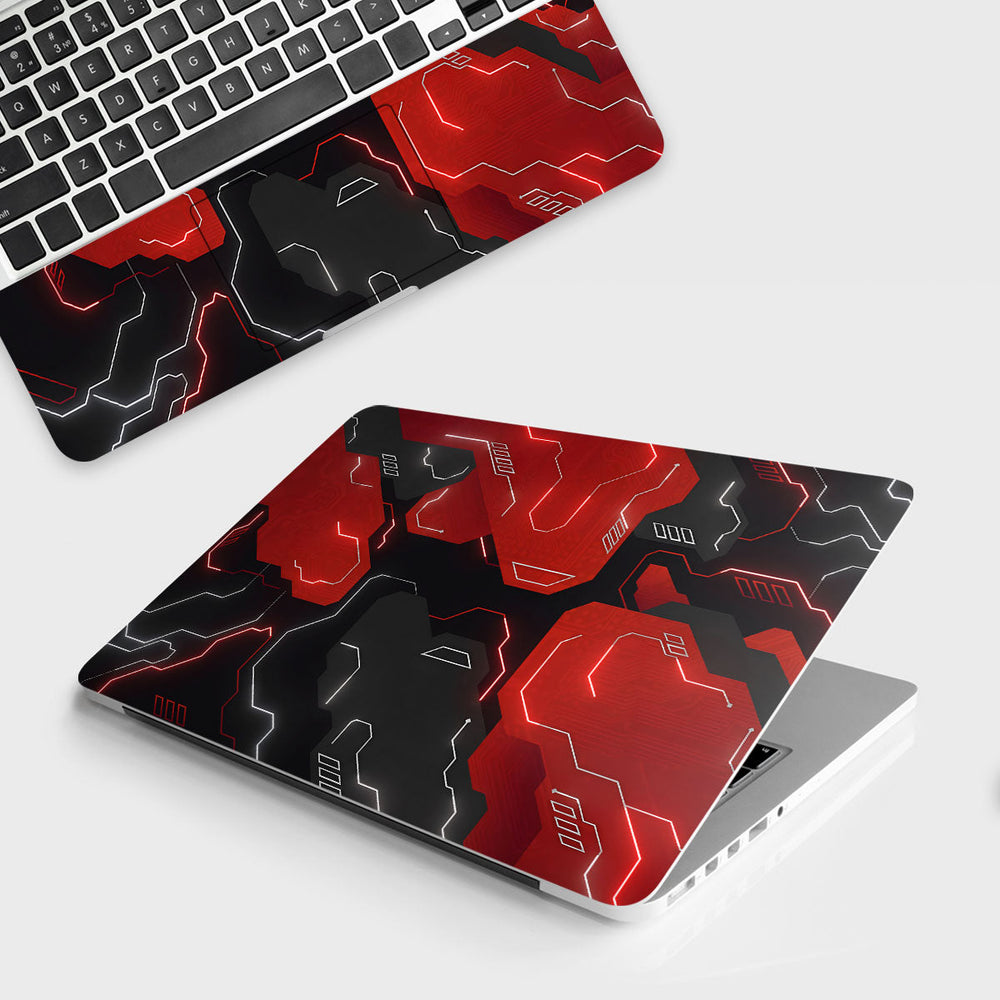 Electric Grid in Red High-Energy Laptop Skin