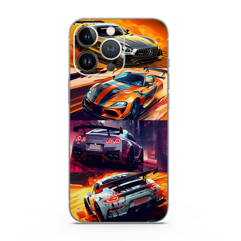 Design Auto Racing Skin Racing Cars Collage Mobile Skin for Track Enthusiasts