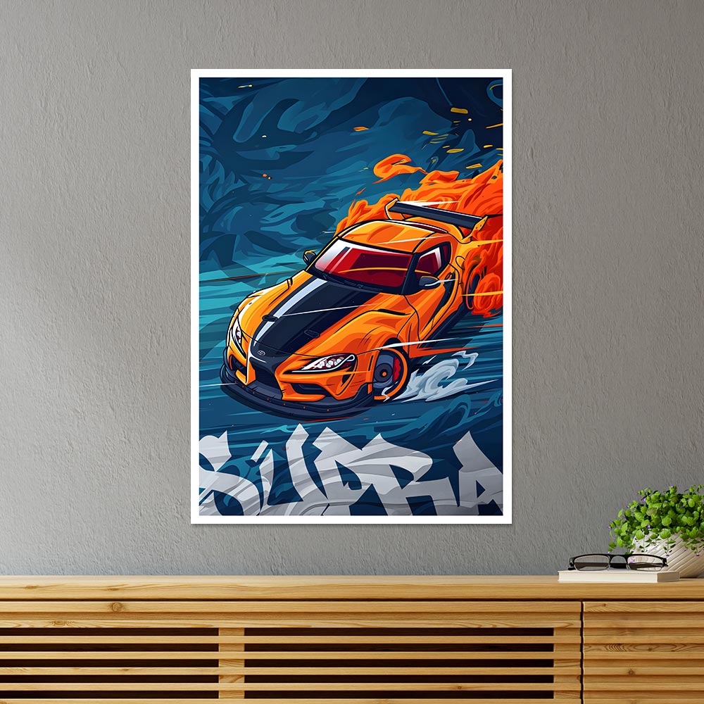 Blazing Supra Cars & Bikes Poster