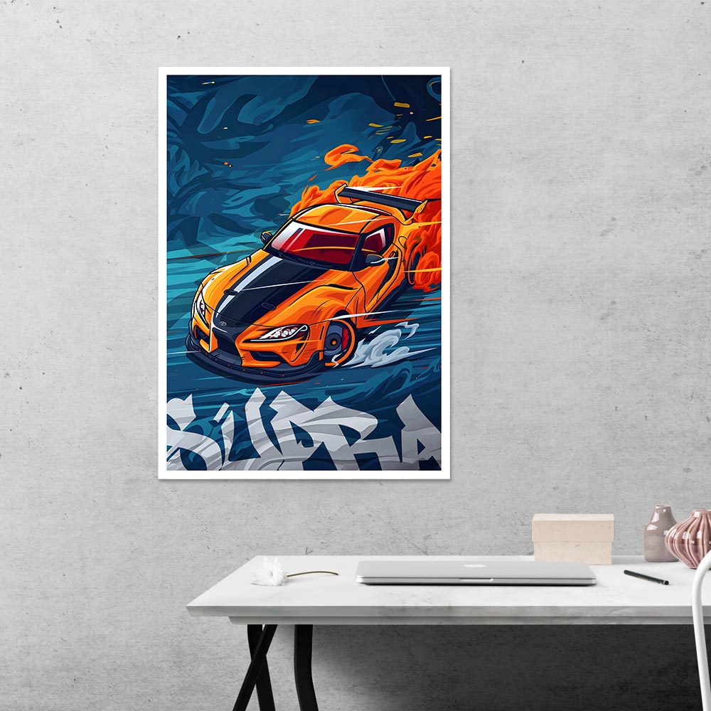 Blazing Supra Cars & Bikes Poster