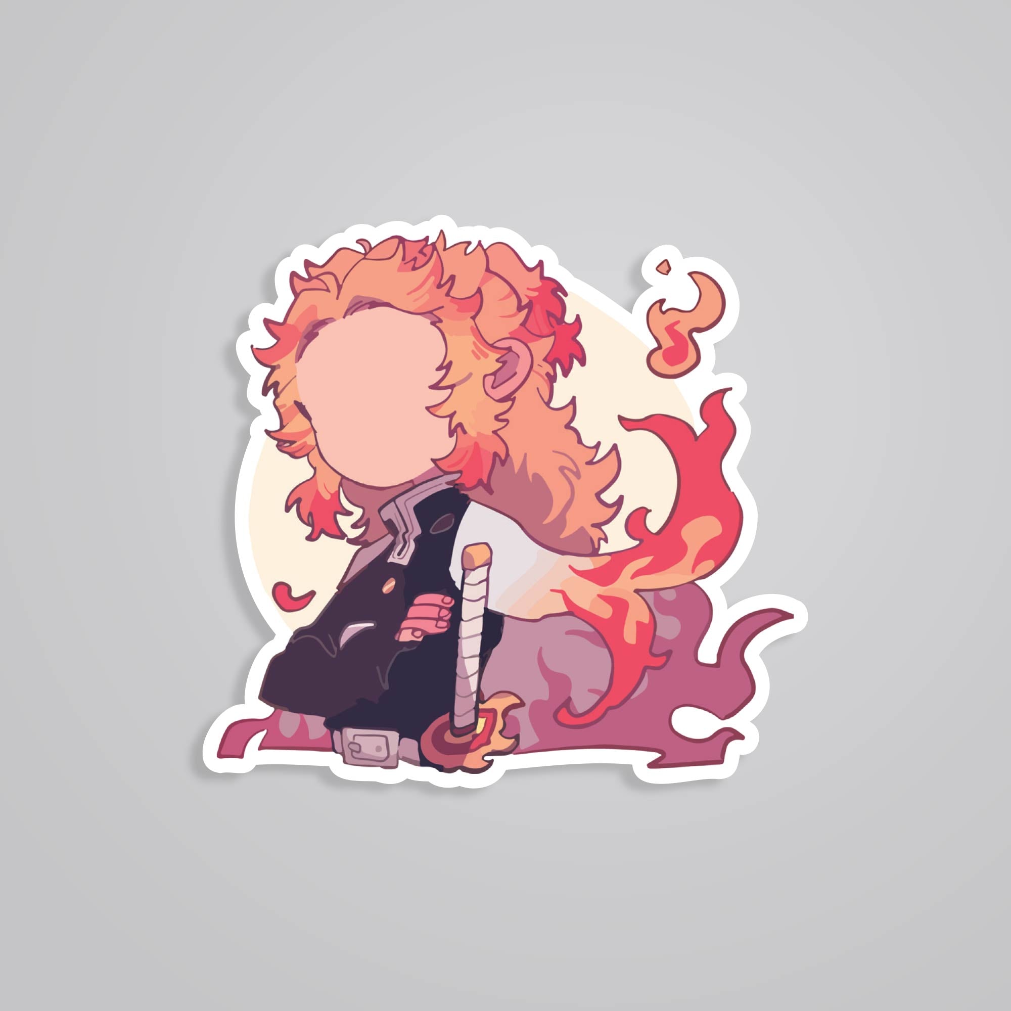 Fomo Store Stickers Anime Chibi Rengoku with flames