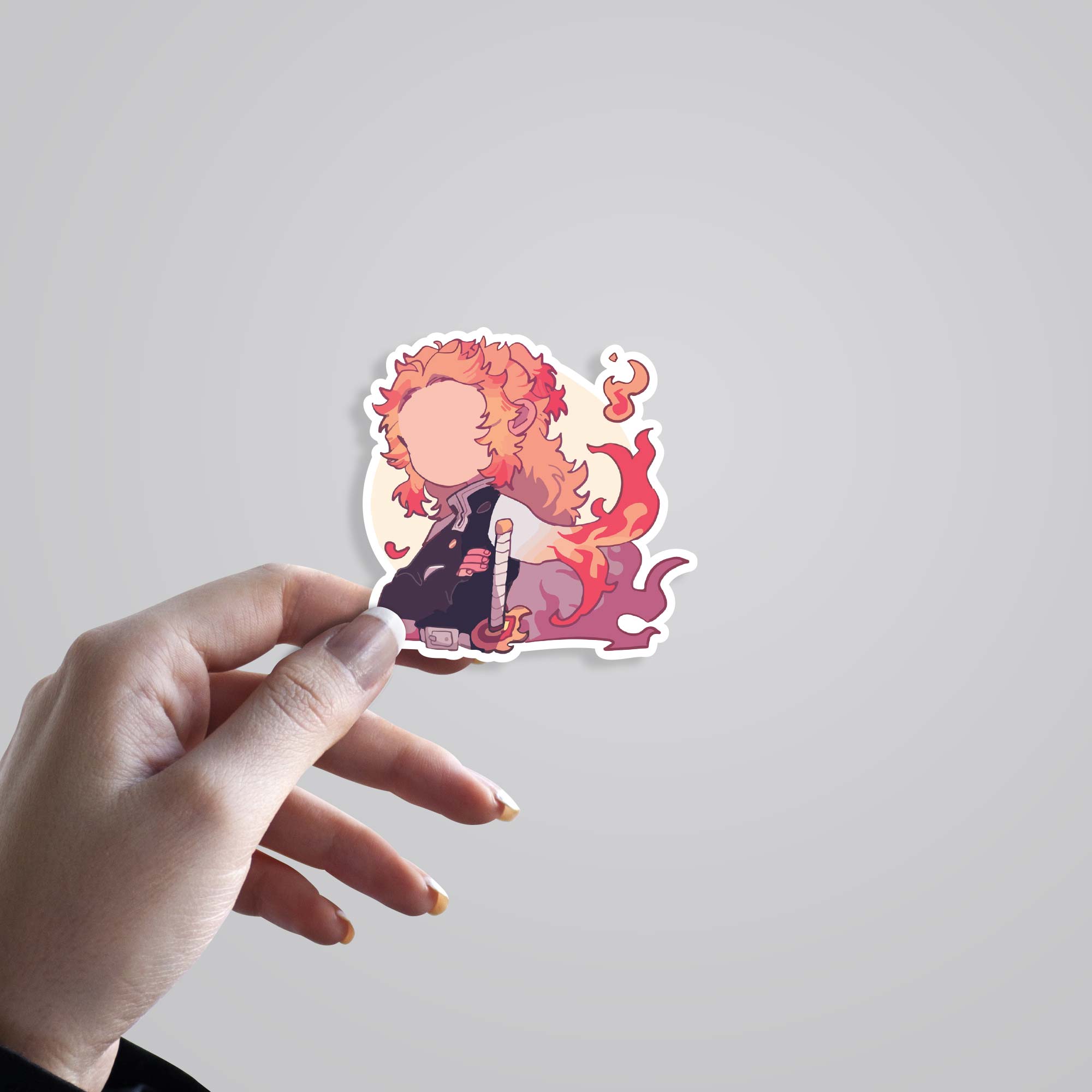 Chibi Rengoku with flames Anime Stickers