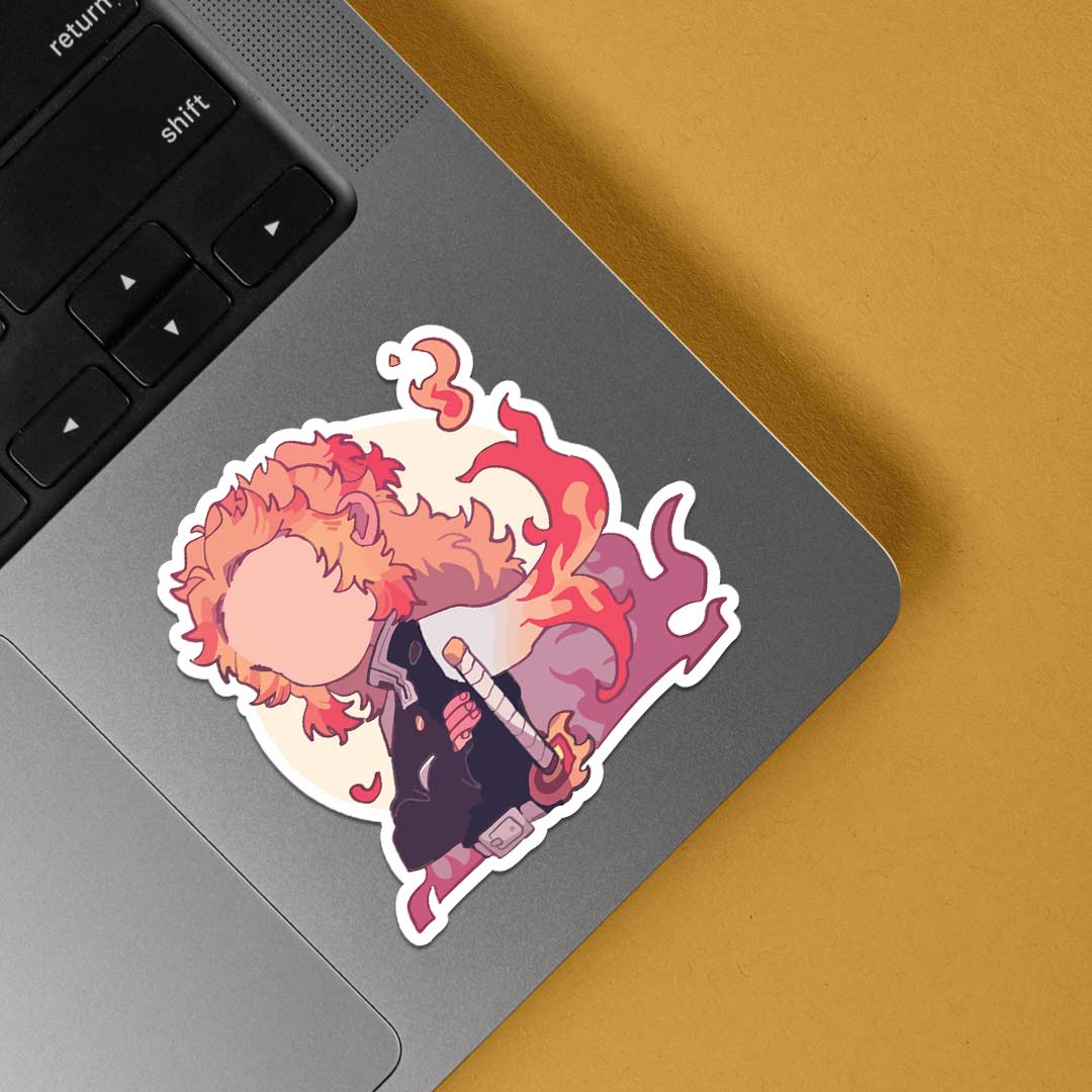 Chibi Rengoku with flames Anime Stickers
