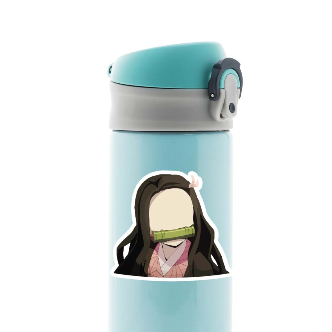 Nezuko with bamboo muzzle Anime Stickers