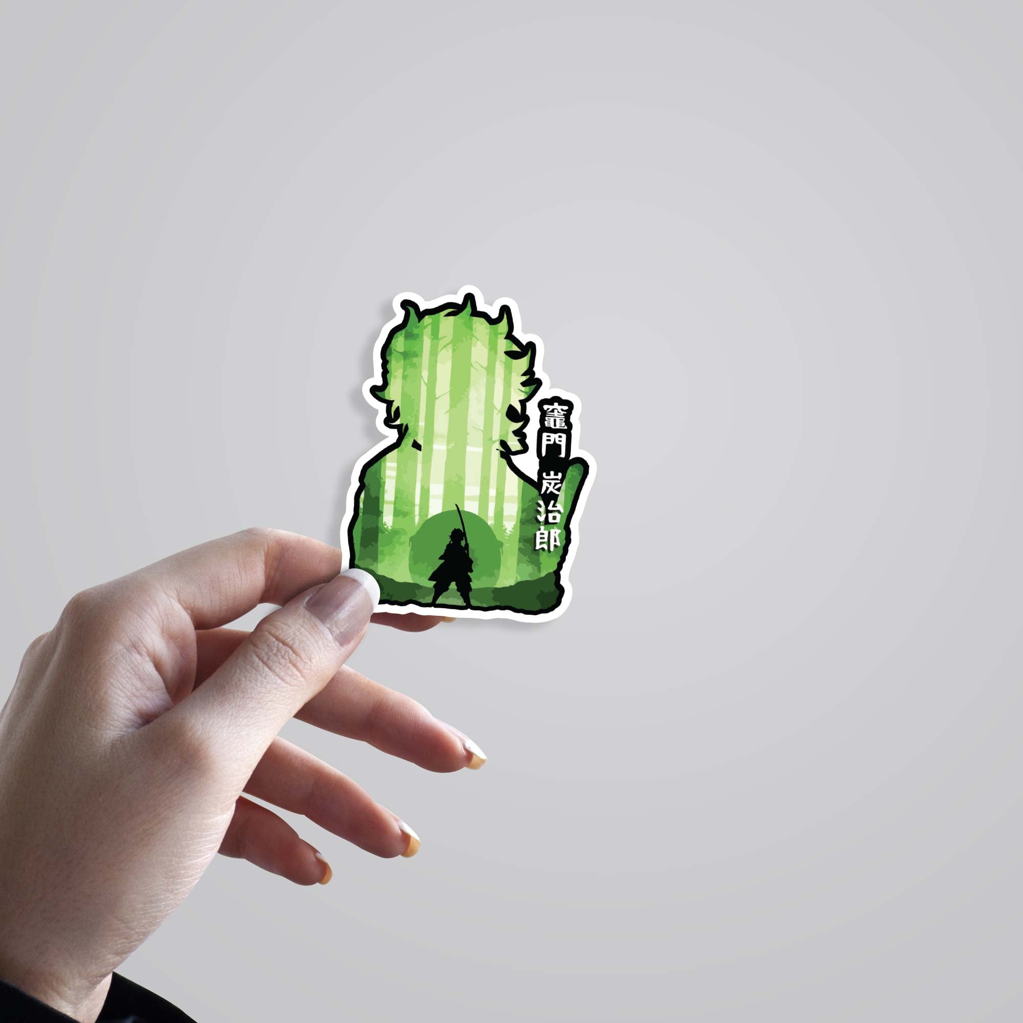 Tanjiro's green forest silhouette Anime Stickers