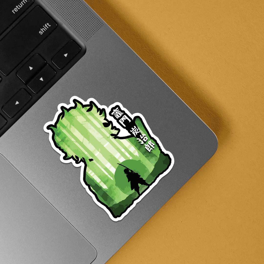 Tanjiro's green forest silhouette Anime Stickers