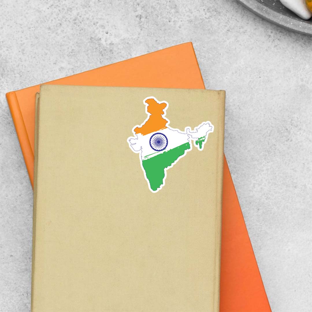 India Map with Tricolor Flag Casual Stickers