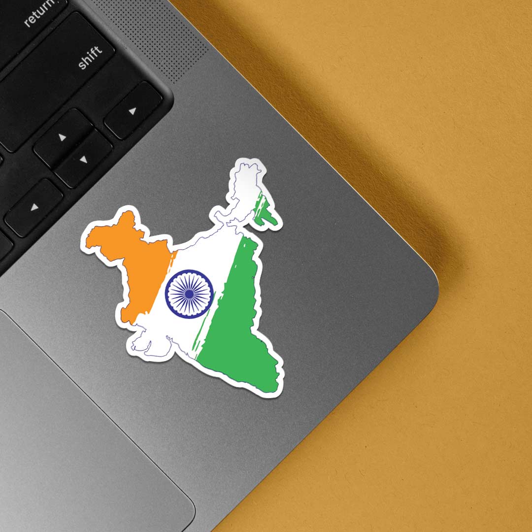 India Map with Tricolor Flag Casual Stickers