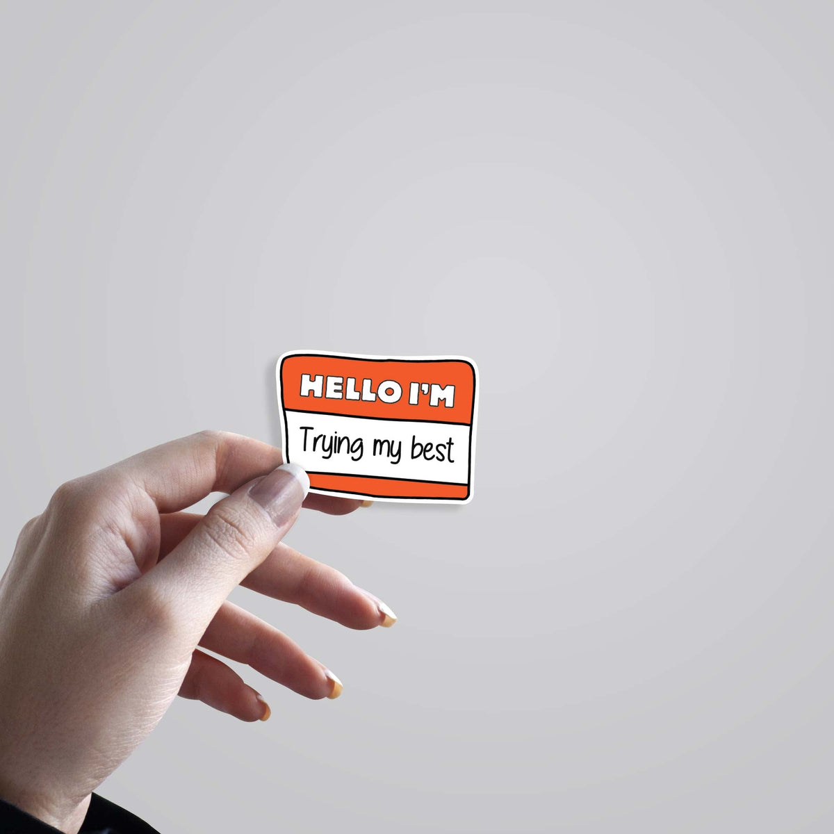 3D Hello I'm trying my best Motivational Stickers