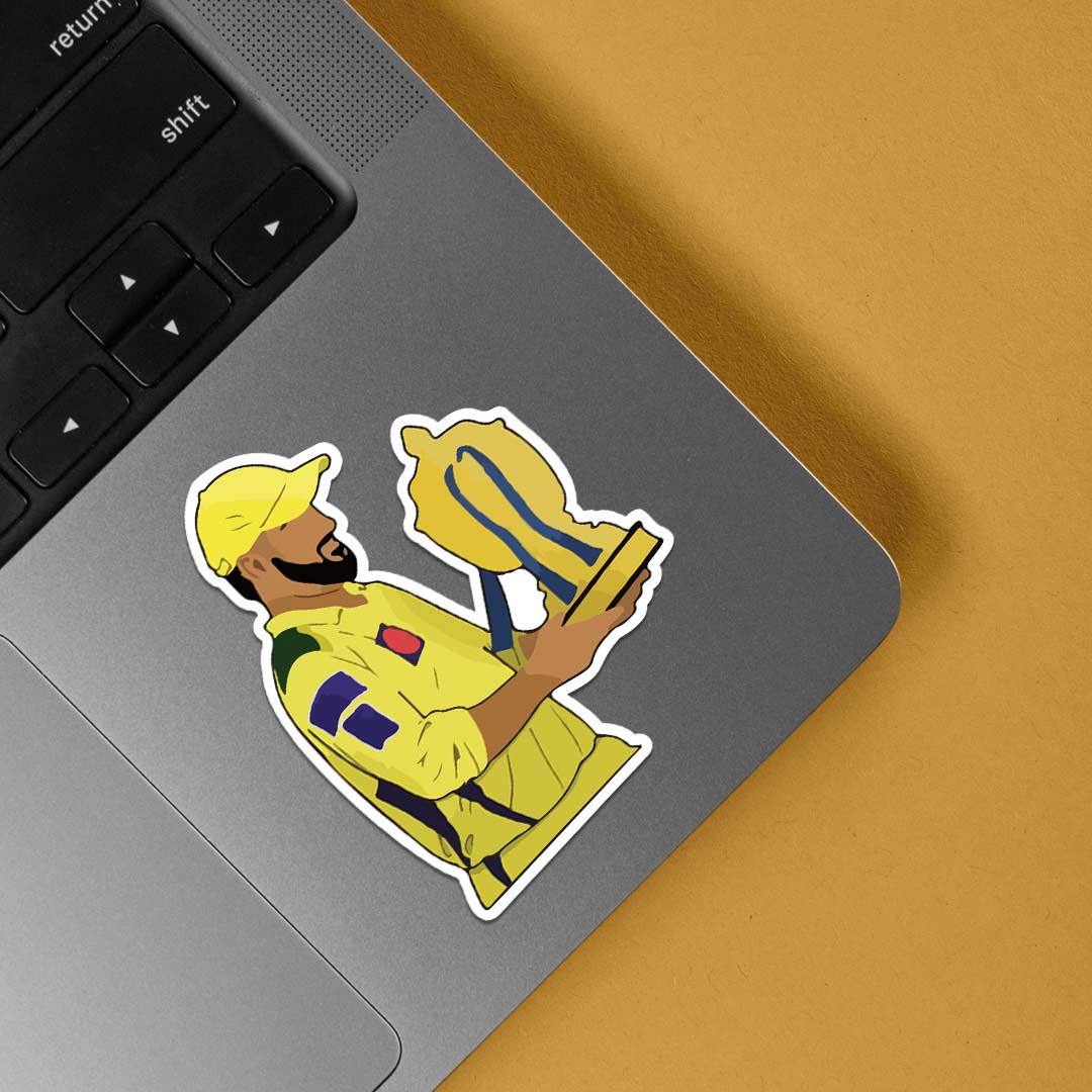 The IPL Trophy King Dhoni Sports Stickers