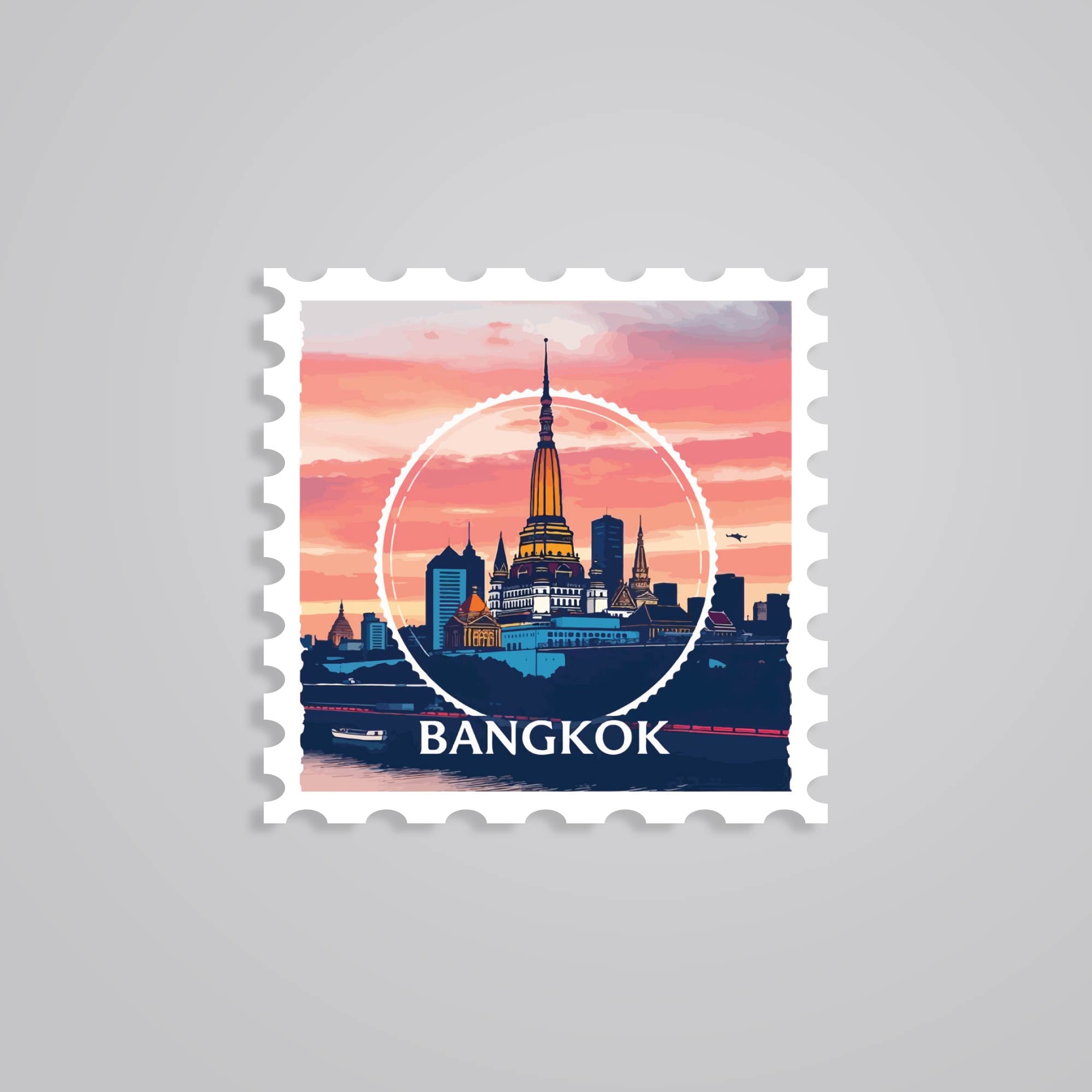 Fomo Store Stickers Travels Bangkok Skyline Post Stamp
