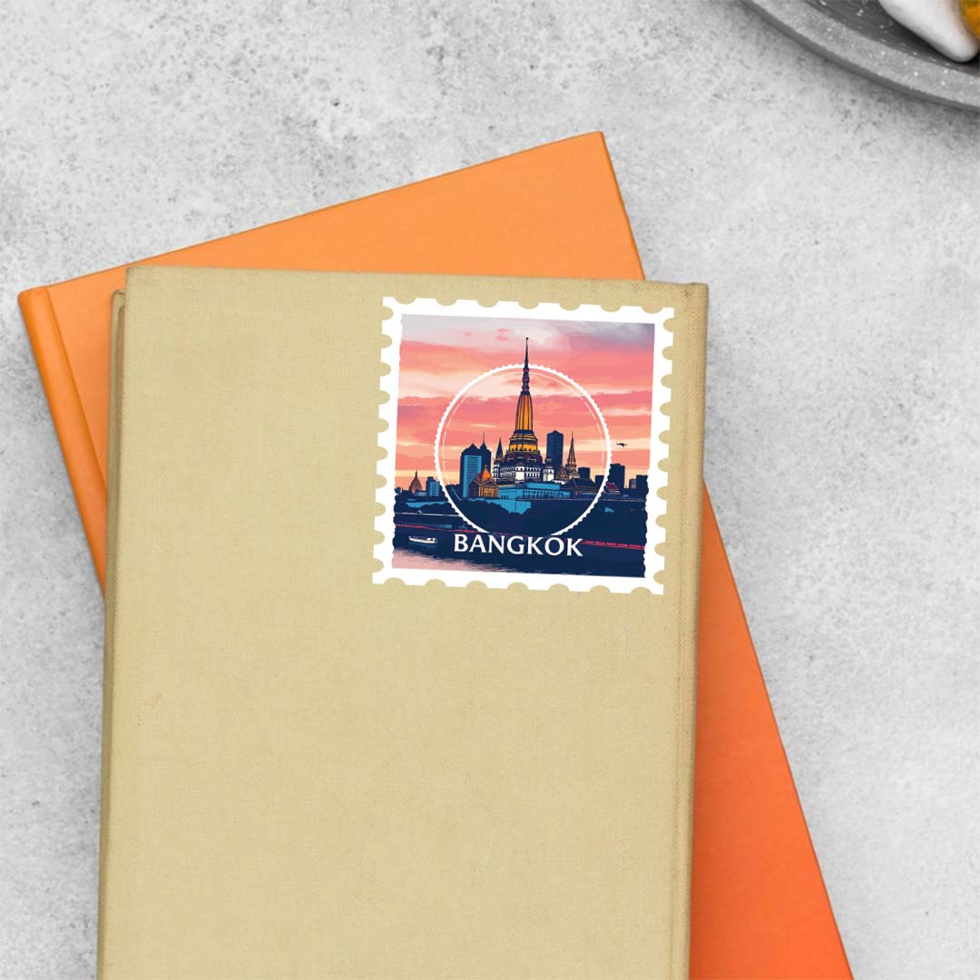 Bangkok Skyline Post Stamp Travels Stickers