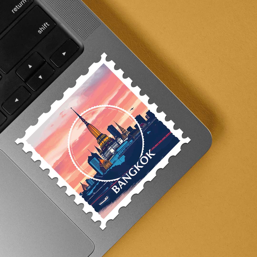 Bangkok Skyline Post Stamp Travels Stickers