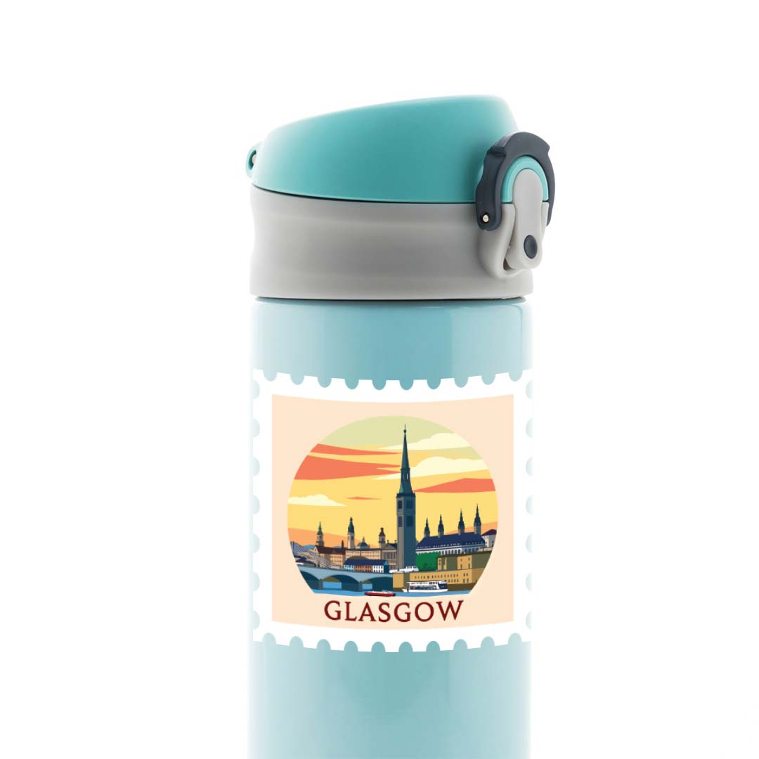 Glasgow Sunset Skyline Post Stamp Travels Stickers